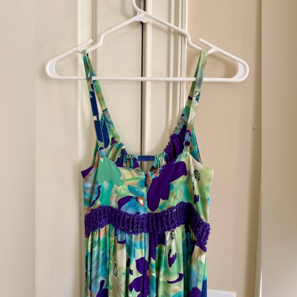 Like New 💚 Marciano Floral Maxi Dress Blue Green Purple Boho Summer Size S - Picture 7 of 9